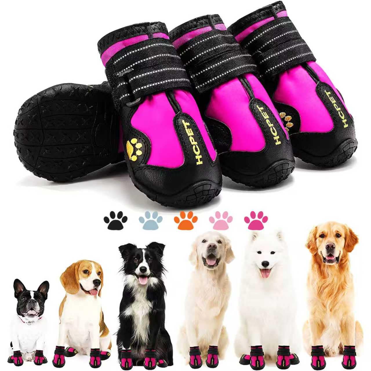 Hcpet Dog Boots, Dog Shoes for Large Dogs, Medium Dog Boots & Paw Protectors, Anti-Slip Dog Booties for Hot Pavement Winter Snow Hiking with Reflective Straps Black Size 1