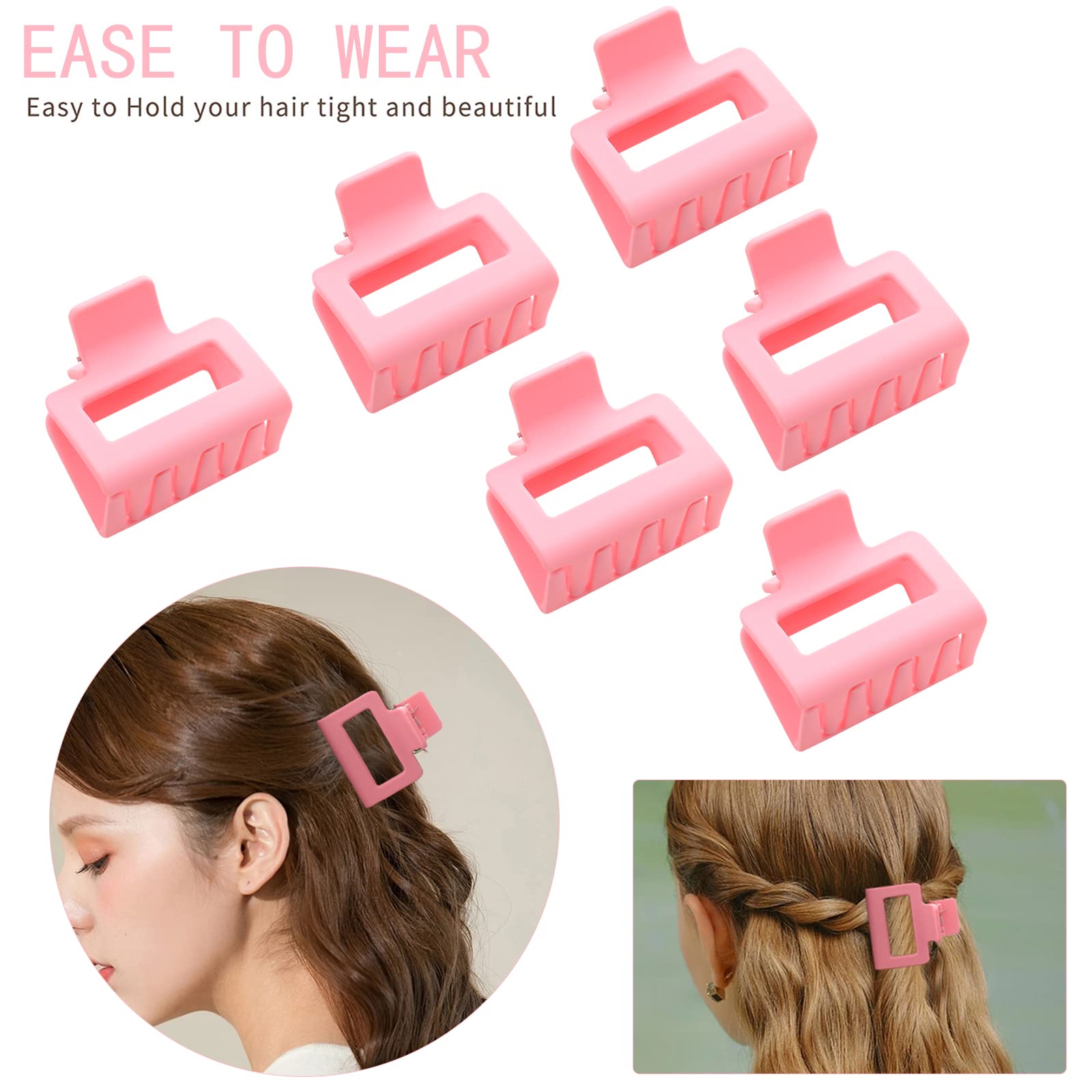 12 Pack Black Square Claw Clips, Big and Small Neutral Rectangle Hair Claw, Non-slip Matte Large Hair Clips for Women,Strong Hold jaw clip for Thick Thin Hair