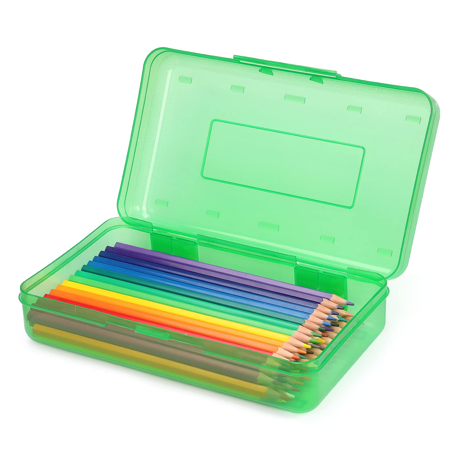 Tamaki 1 Pack Plastic Pencil Box Large Capacity Pencil Boxes Clear Boxes with Snap-tight Lid Stackable Design and Stylish Office Supplies Storage Organizer Box, Black