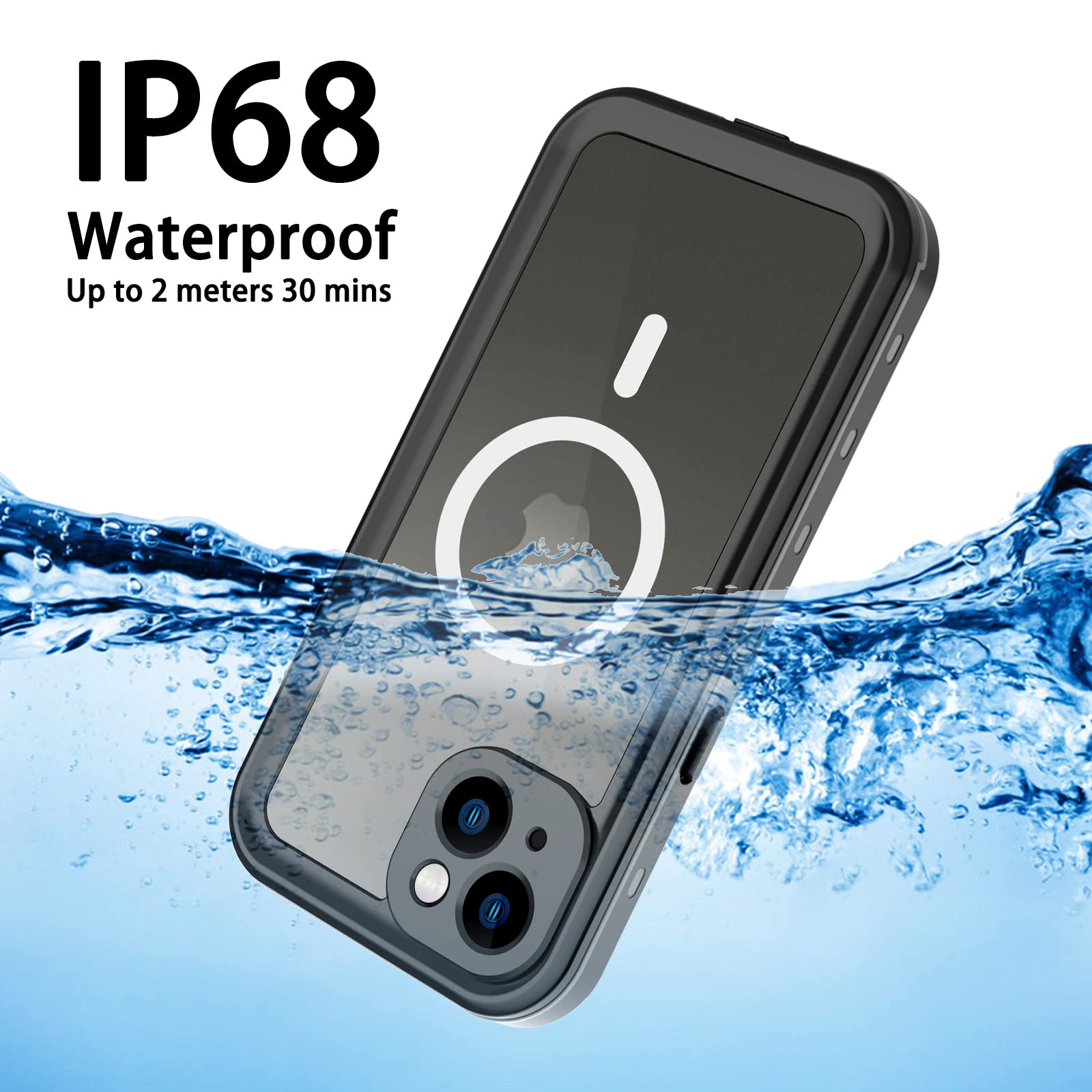 iPhone 13 Pro Case, Waterproof & Shockproof Phone Case, Full Protection, IP68, 6.1 Inch, Black