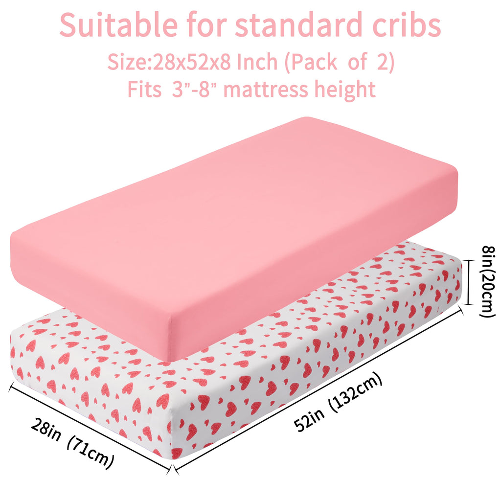GUNTAIL Baby Crib Sheets for Boys Girls, 2 Pack Fitted Crib Sheet for Standard Crib and Toddler Mattress, Soft Microfiber Baby Sheet 52x28x8in (Brown & Green)