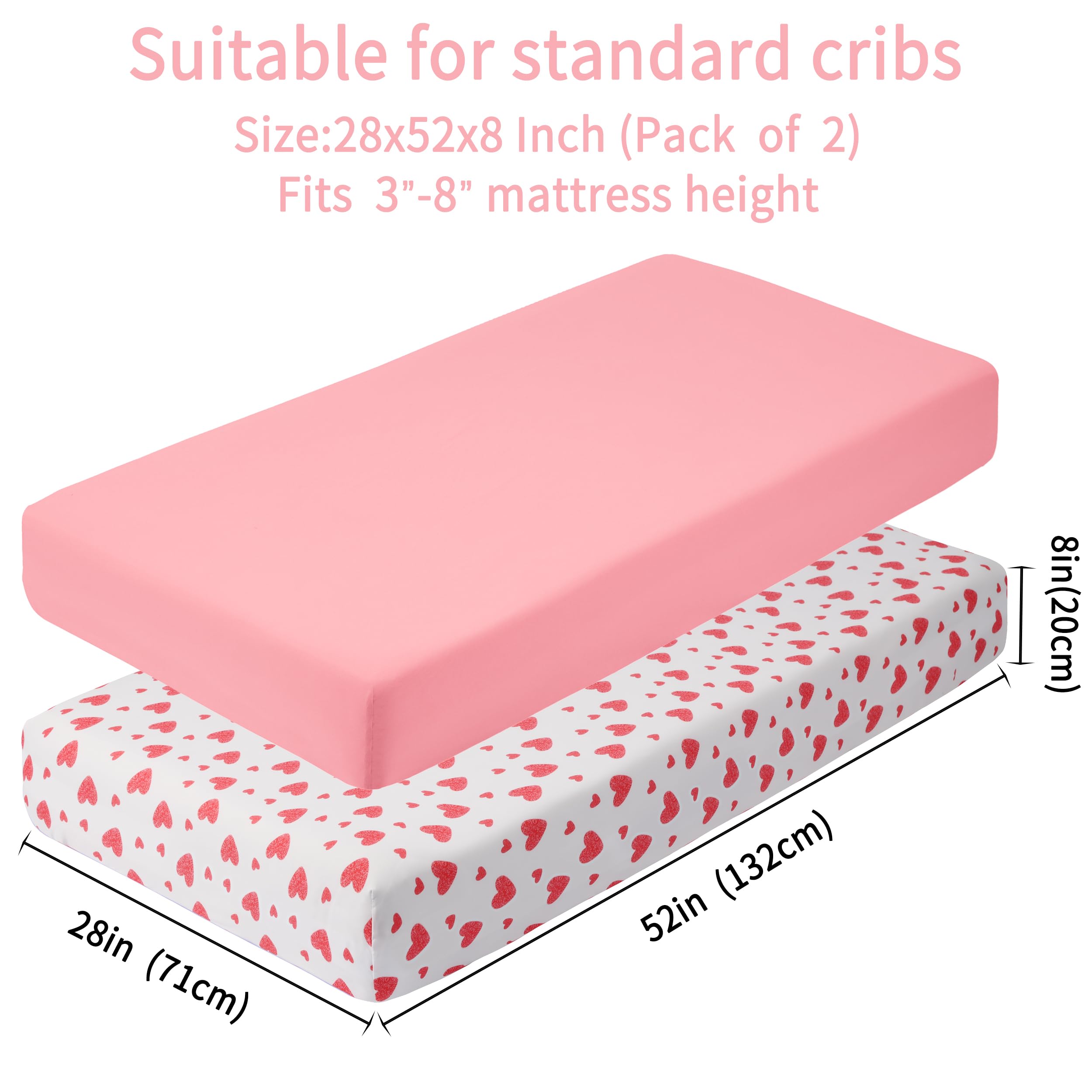 GUNTAIL Baby Crib Sheets for Boys Girls, 2 Pack Fitted Crib Sheet for Standard Crib and Toddler Mattress, Soft Microfiber Baby Sheet 52x28x8in (Brown & Green)
