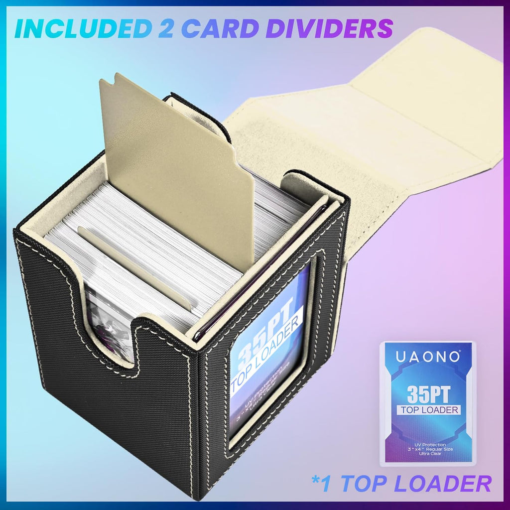 UAONO 4 Pack MTG Commander Deck Box, Independent Commander Display, Fits 400 Double-Sleeved Cards, Magnetic Deck Case for Magic the Gathering TCG, 8 Dividers & 4 Top Loaders (4 Color)