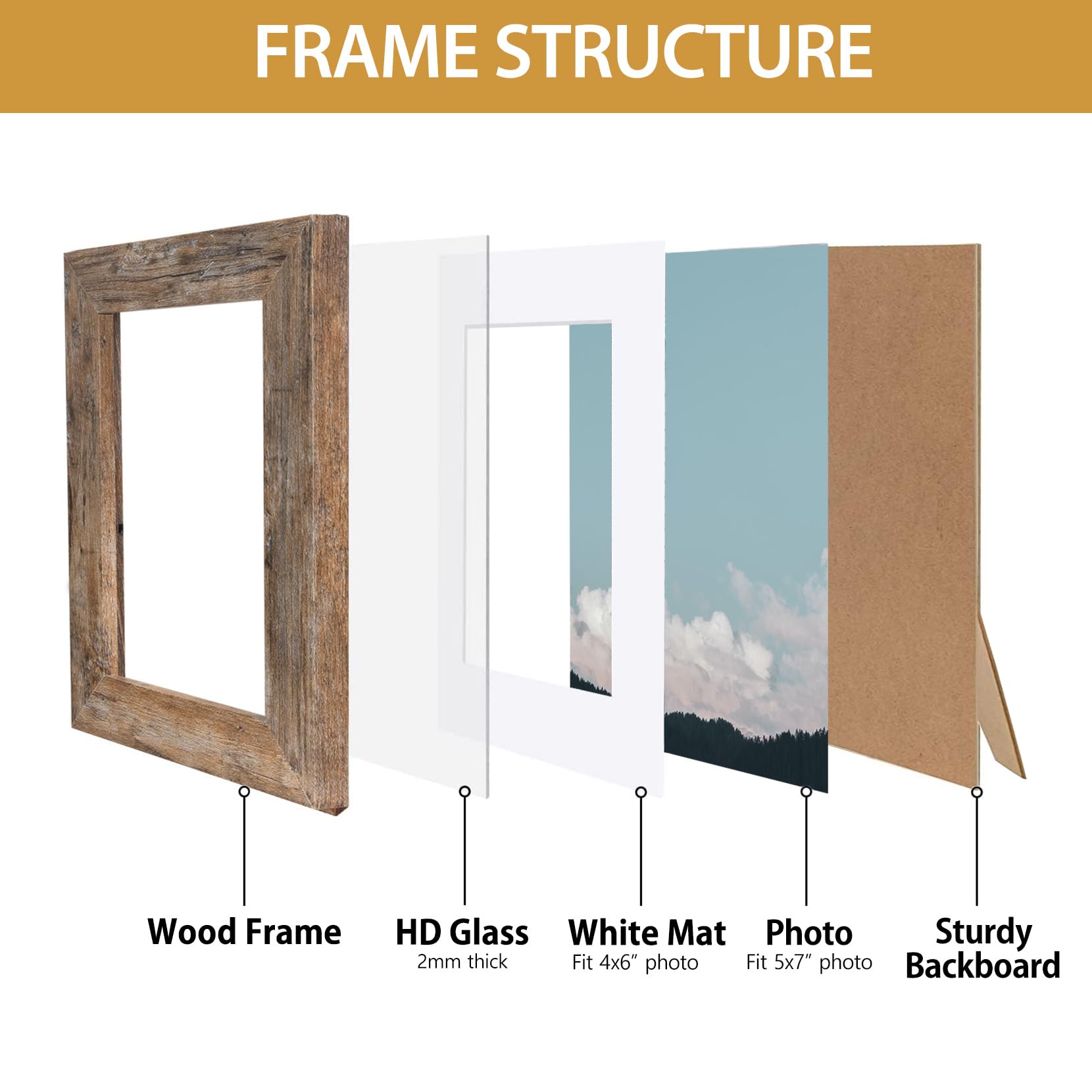 Califortree Black 11x14 Picture Frame - Display Photos 8x10 with Mat or 11x14 Without Mat - HD Glass Inside, Set of 2