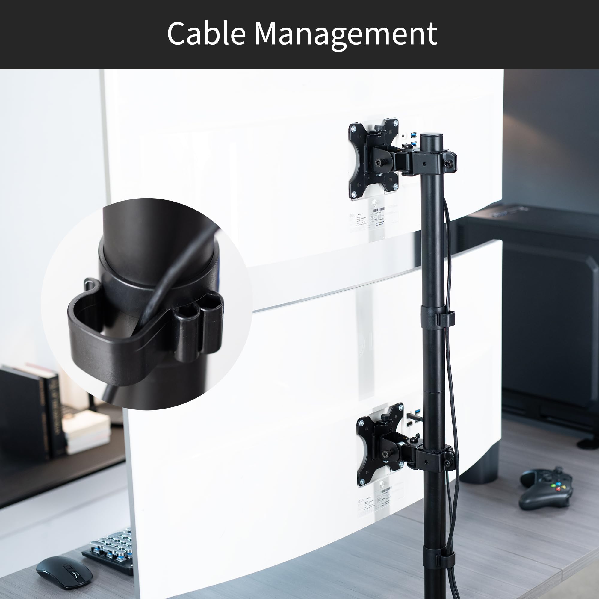 VIVO Dual Monitor Desk Mount Stand with Height Adjustment and VESA Plates for 2 LCD Ultrawide Screens up to 34 inches, Stacked Array, STAND-V002R