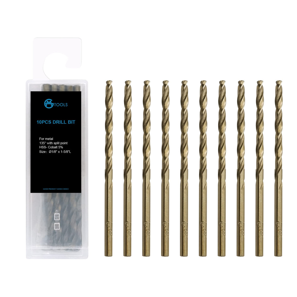 GMTOOLS 13Pcs Cobalt Drill Bits Set, M35 HSS 135 Degree Tip, Twist Jobber Length Drill Bit Kit for Hardened Metal, Cast Iron, Stainless Steel, Plastic and Wood with Storage Case 1/16"-1/4"
