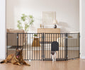 No Pawblems Free Standing Dog Gate, 30" Tall Foldable Dog Fence for Indoor, Up to 52 Inch Extra Wide Puppy Gate Extension for Stairs, Hallways, Doorways, Deck, Yard (White, 2 Panels)