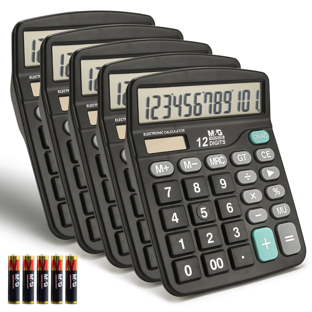 M&G Desk Calculator 12 Digit Extra Large LCD Display, Dual Solar Power and Battery, Accounting Calculator with Big Button, Battery Include, Perfect for Office Business Home Daily Use