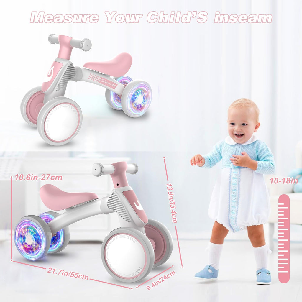 Colorful Lighting Baby Balance Bike Toys for 1 Year Old Boy Gifts, 10-36 Month Toddler Balance Bike, No Pedal 4 Silence Wheels & Soft Seat First Bike, One Year Old Boy Birthday Gift.