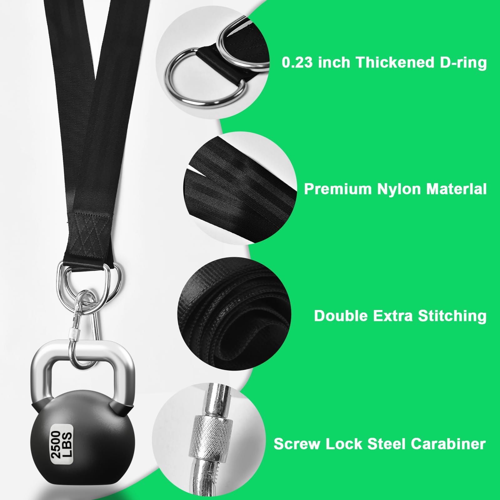 Tree Swing Hanging Straps Kit Holds 2200 lbs,5ft Extra Long Straps Strap with Safer Lock Snap Carabiner Hooks Perfect for Tree Swing & Hammocks, Carry Pouch Easy Fast Installation (5 ft)