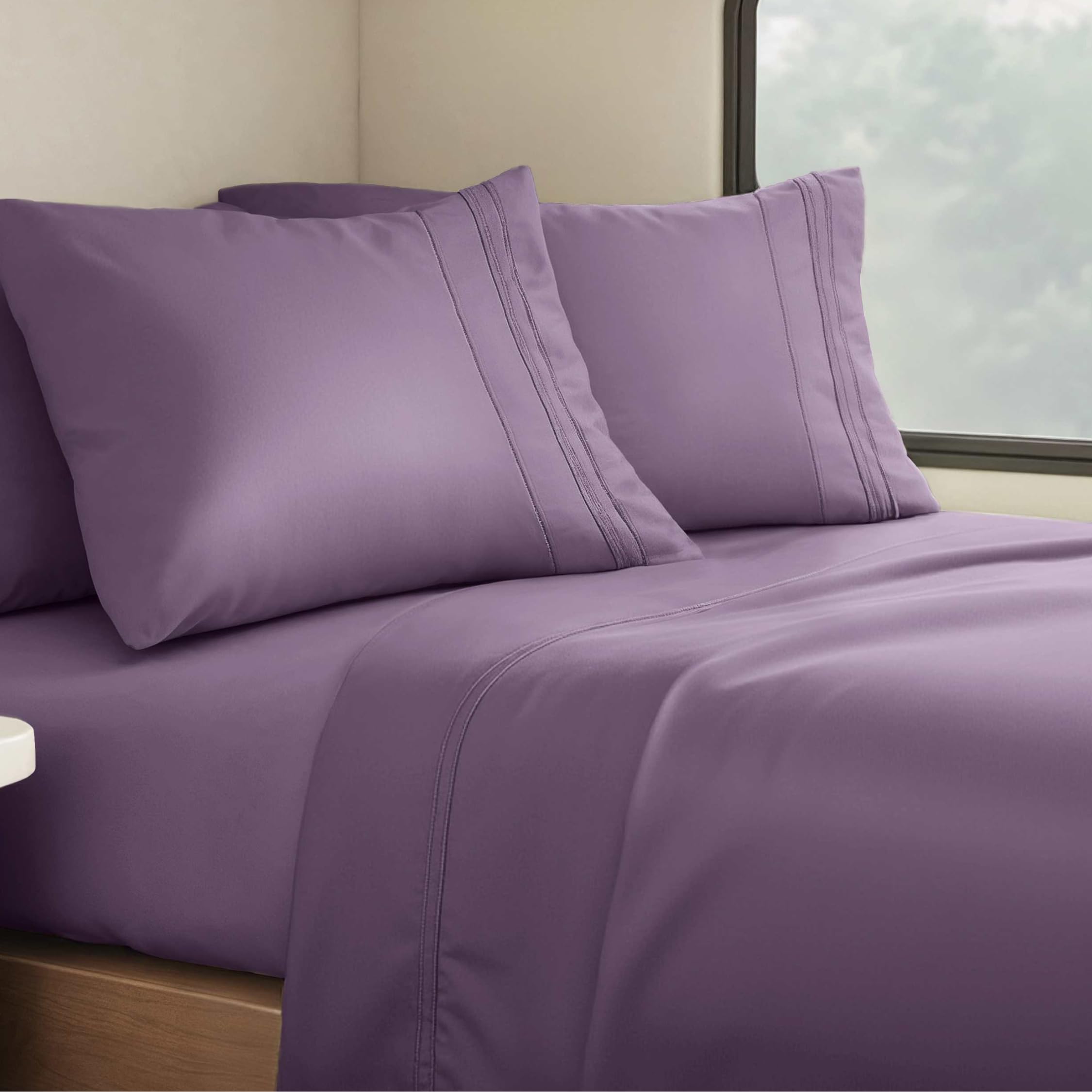 Clara Clark Bed Sheets, Premier 1800 Series 4 Piece Bed Sheet Set, Deep Pocket, Wrinkle, Fade, Stain Resistant, Luxury Soft Bedding Sheets & Pillowcases, Twin, Beach Blue