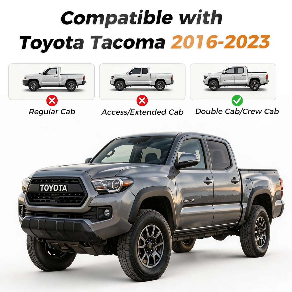 Coverado Tacoma Seat Covers, Car Seat Covers Front Seats, Leather Seat Covers for Cars Car Seat Protector Cushion Tacoma Accessories Custom Fit 2005-2023 Toyota Tacoma Double/Crew Cab(Black)