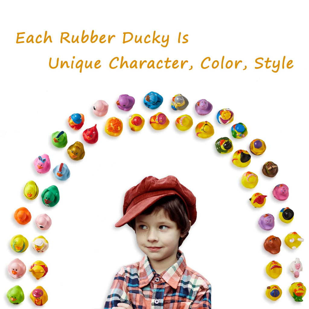 30 Pack Rubber Duck for Jeeps Ducking - 2" Bulk Floater Duck for Kids - Baby Bath Toy Assortment - Party Favors, Birthdays, Bath Time, and More (30 Varieties)