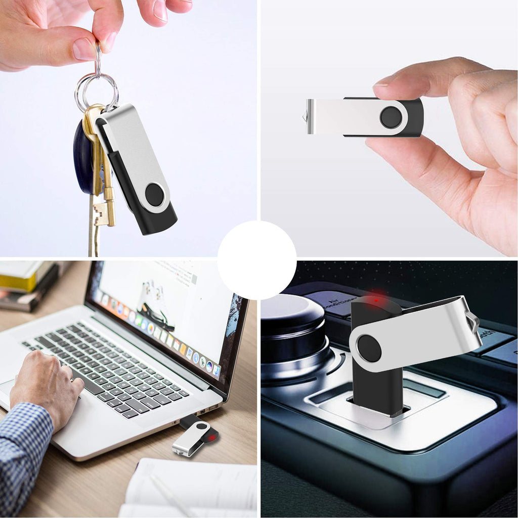 KOOTION 10 X 1GB USB Flash Drive 1gb Flash Drive Swivel Thumb Drive Memory Stick Keychain Design Blue