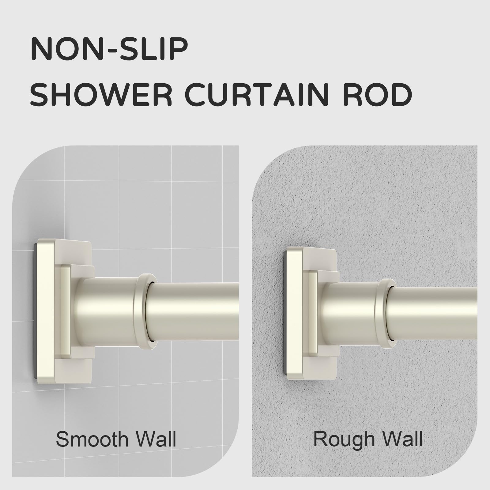 UIOSANRT Tension Shower Curtain Rod 31-55 Inches Non-Slip Shower Rod Tension Mounted No Drill Black Shower Curtain Rods Spring Tension Rod Adjustable Tension Curtain Rod for Windows Bathroom