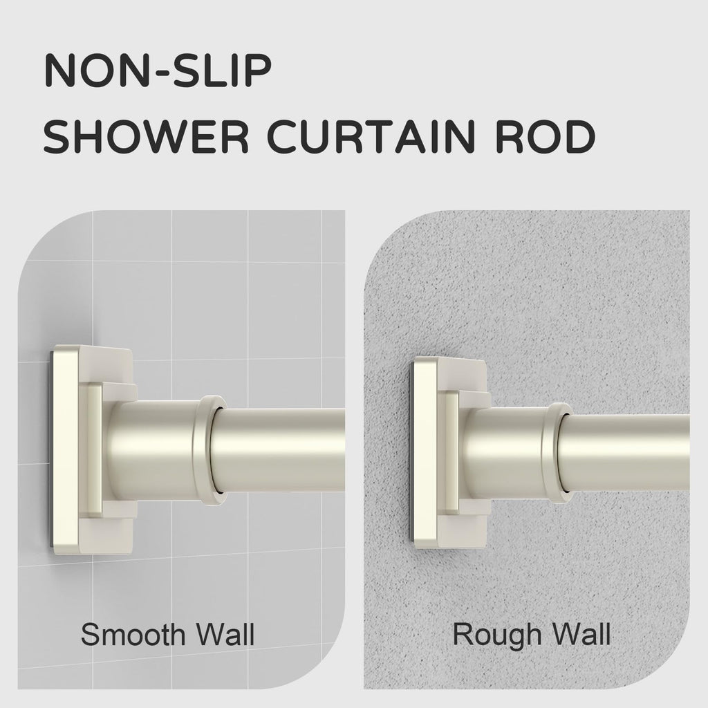 UIOSANRT Tension Shower Curtain Rod 31-55 Inches Non-Slip Shower Rod Tension Mounted No Drill Black Shower Curtain Rods Spring Tension Rod Adjustable Tension Curtain Rod for Windows Bathroom