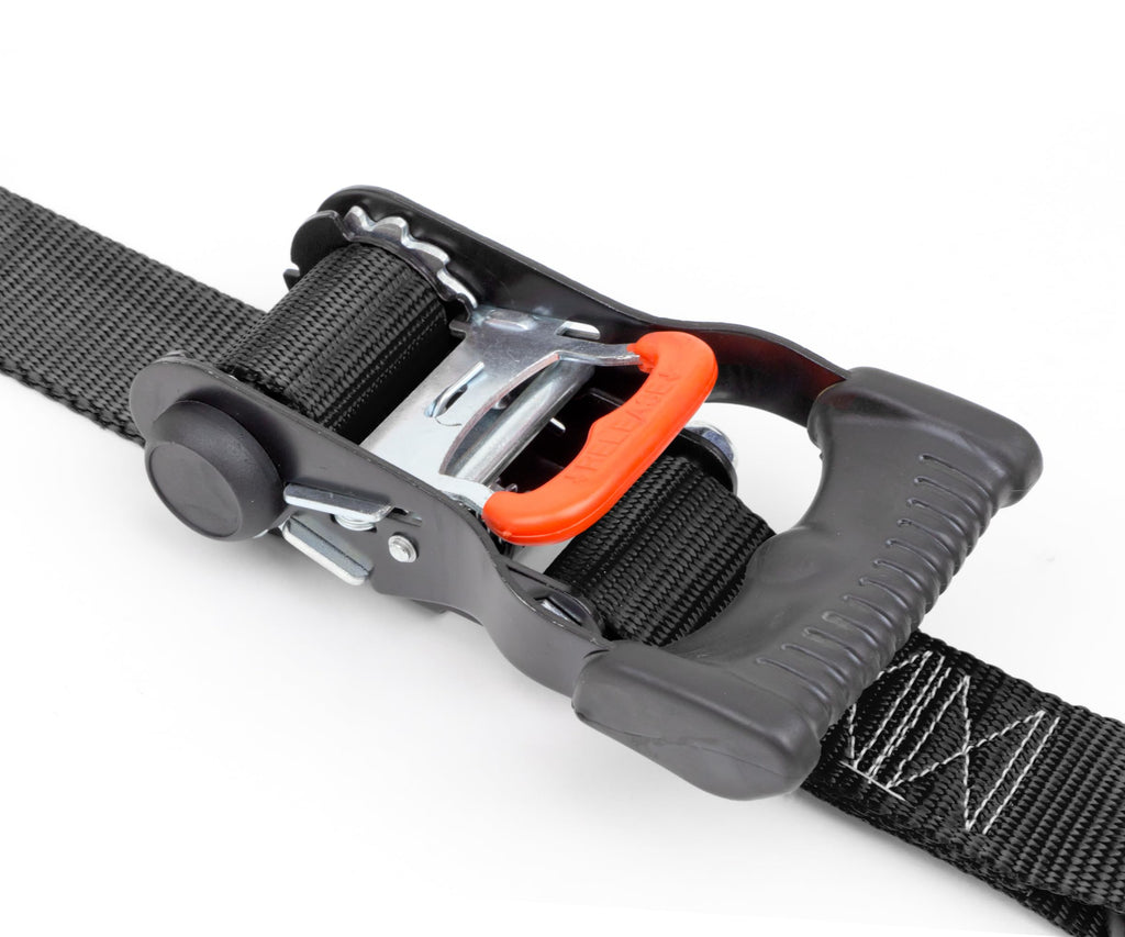 PowerTye 1in x 4ft Easy-Grip Light-Duty Endless Ratchet (no Hooks) - 400 lb. Working Load Limit / 1,200 lb. Breaking Strength - Black 2-Pack