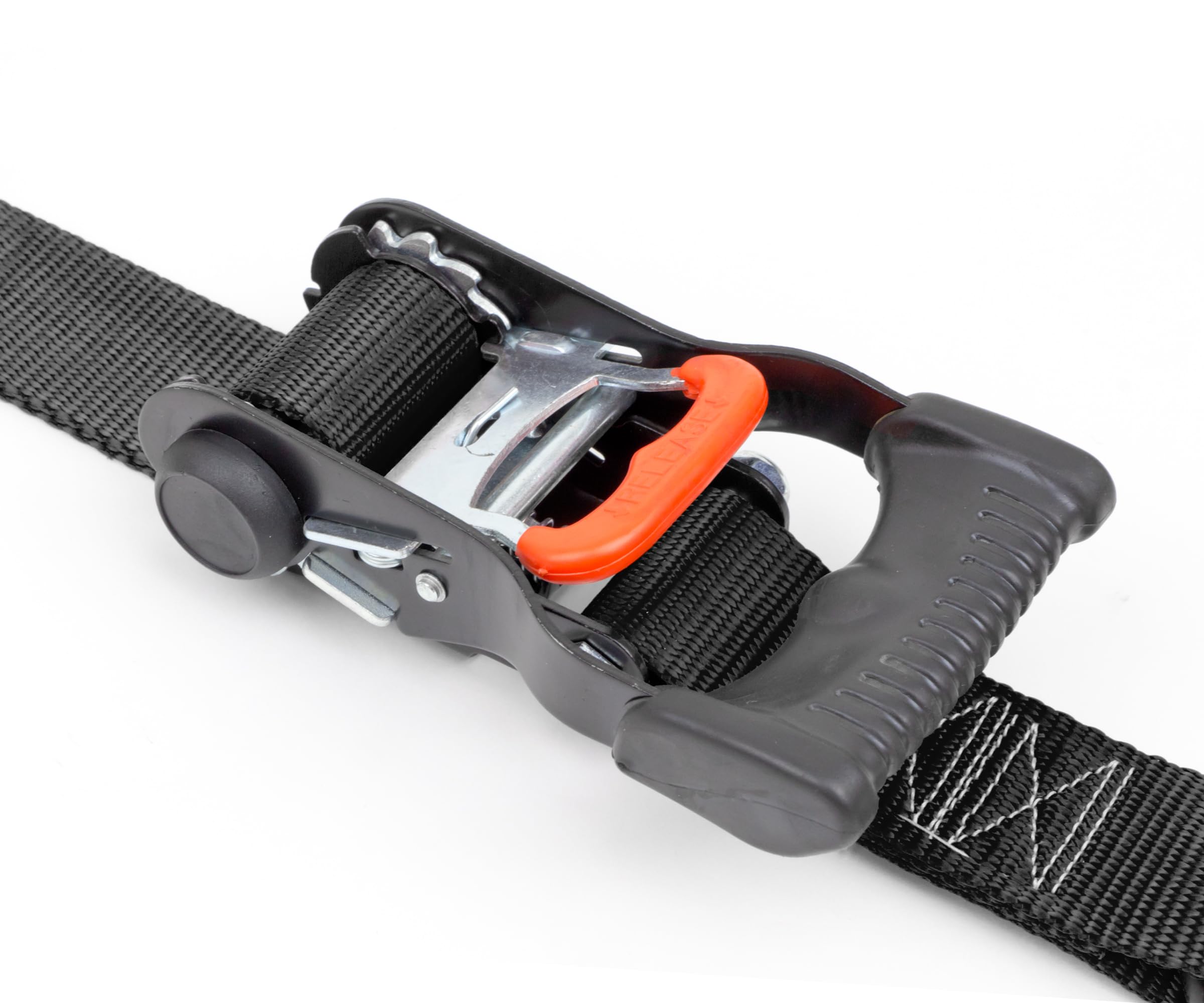 PowerTye 1in x 4ft Easy-Grip Light-Duty Endless Ratchet (no Hooks) - 400 lb. Working Load Limit / 1,200 lb. Breaking Strength - Black 2-Pack