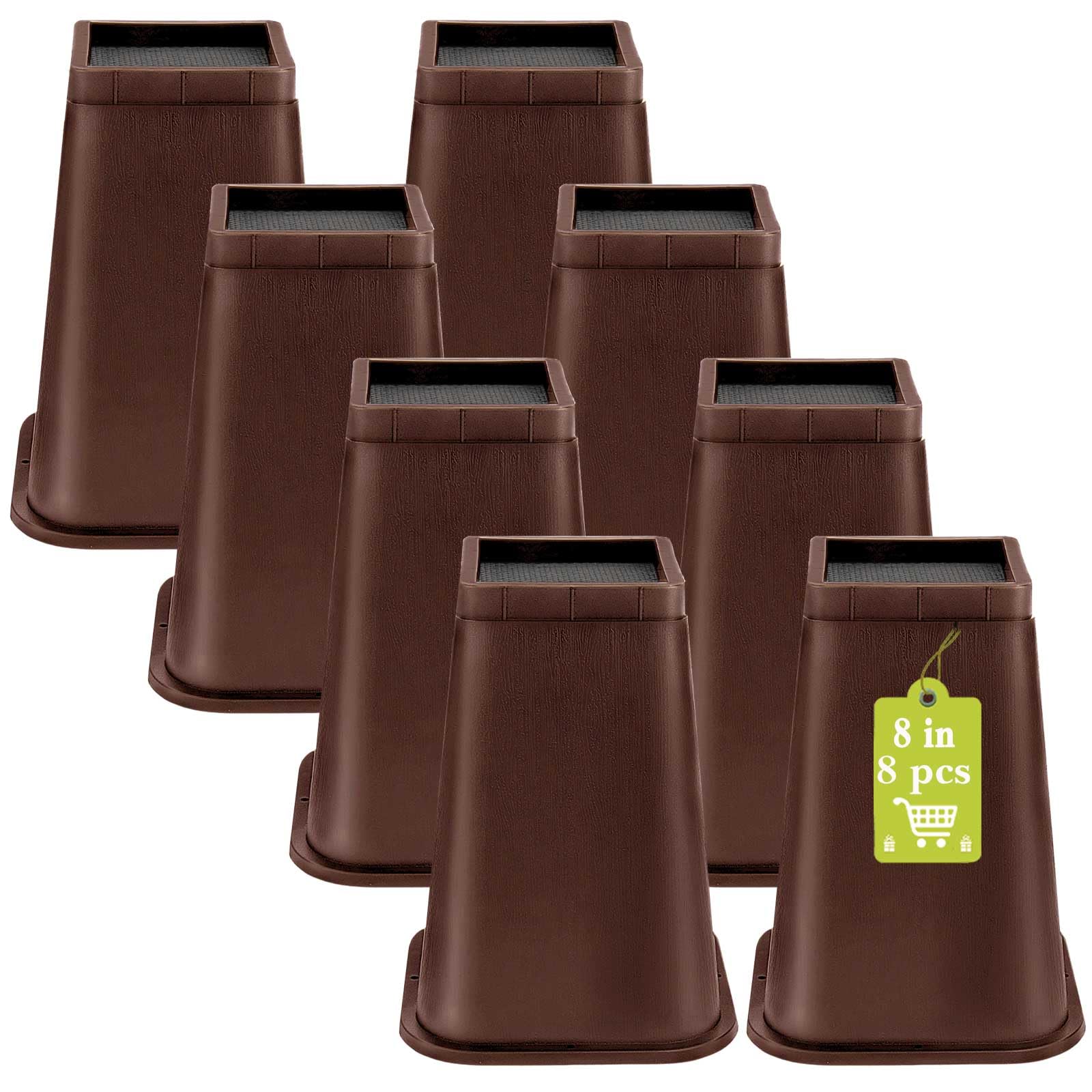12 Pack Furniture Risers 1 Inch, Adjustable Bed Risers Heavy Duty for Table Desk Couch Chair Sofa Cabinet Bed Frame Dorm, Square Stackable Table Leg Risers Lift Height 1", 2" or 3", Black