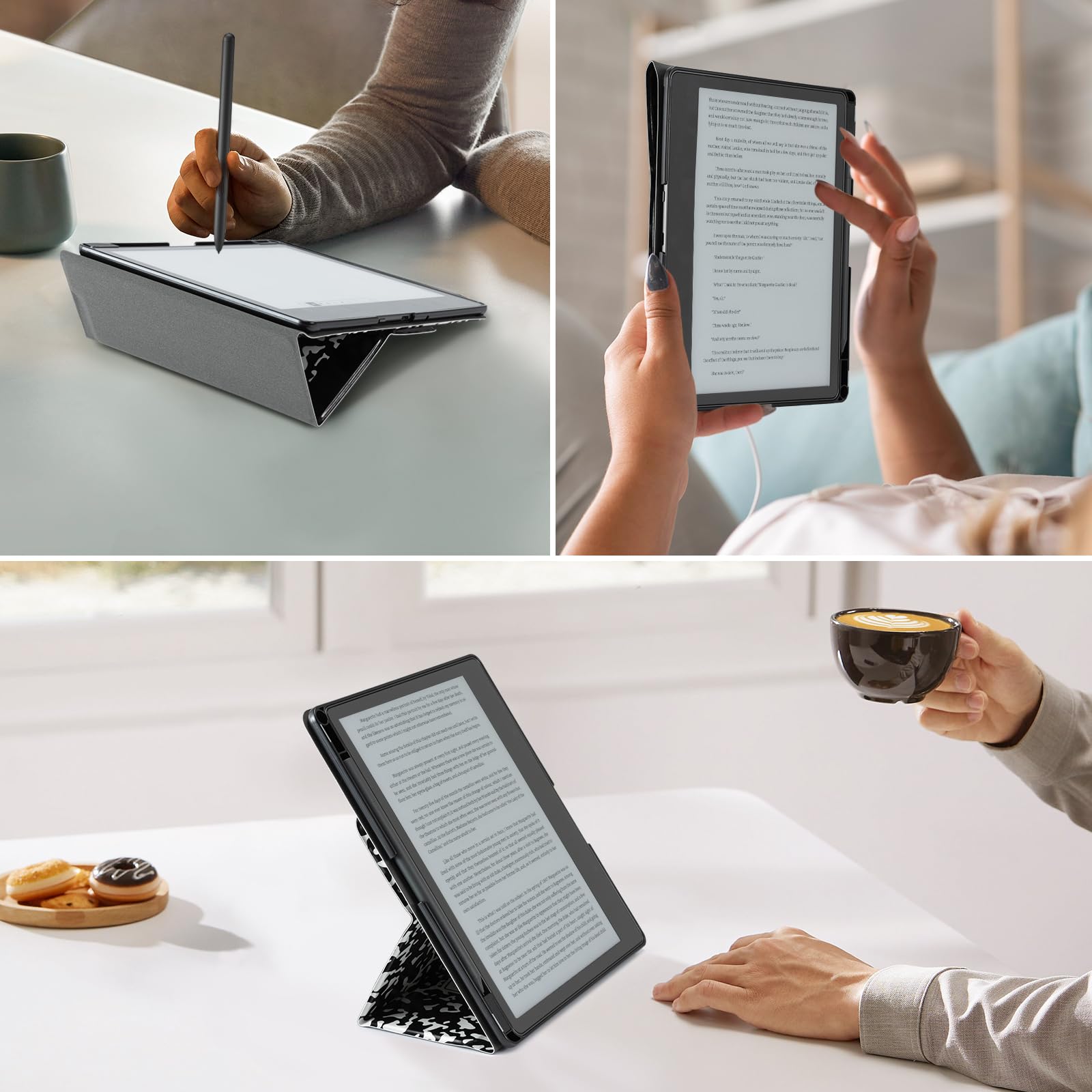 CoBak Stand Case for Kindle Scribe - Premium Folio Leather Cover with Pen Holder, Auto Sleep/Wake - Compatible with 10.2 Inch Kindle Scribe (2022/2024 Release)