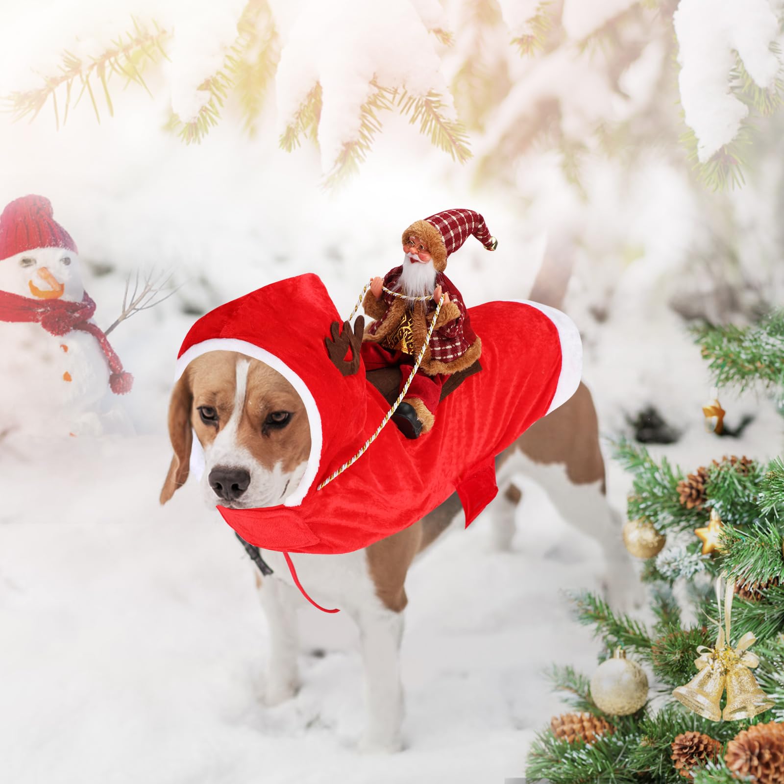 BWOGUE Santa Dog Costume Christmas Pet Clothes Santa Claus Riding Pet Cosplay Costumes Party Dressing up Dogs Cats Outfit for Small Medium Large Dogs Cats