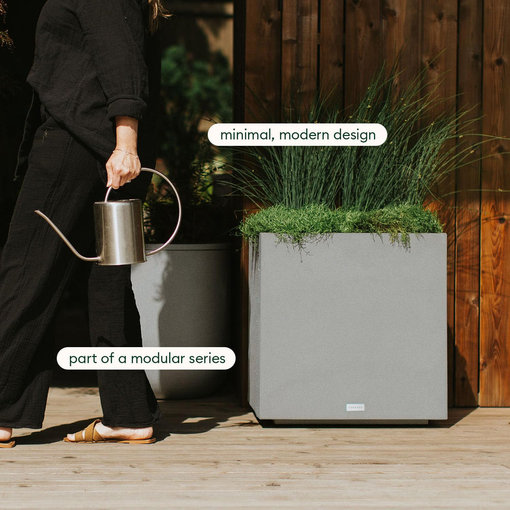 Veradek Block Series Cube Plastic Planter - Large Square Planter for Indoor or Outdoor Patio/Garden | Durable All-Weather Use with Drainage Holes | Modern Décor for Tall Plants, Trees, Flowers