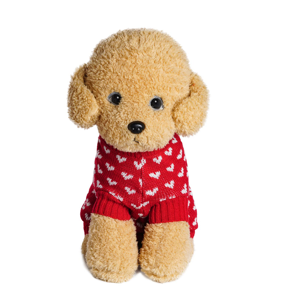 Dxhycc Dog Knitted Sweater Heart Puppy Sweater Warm Soft Pet Holiday Clothes for Small Cats and Dogs (Pink, S)