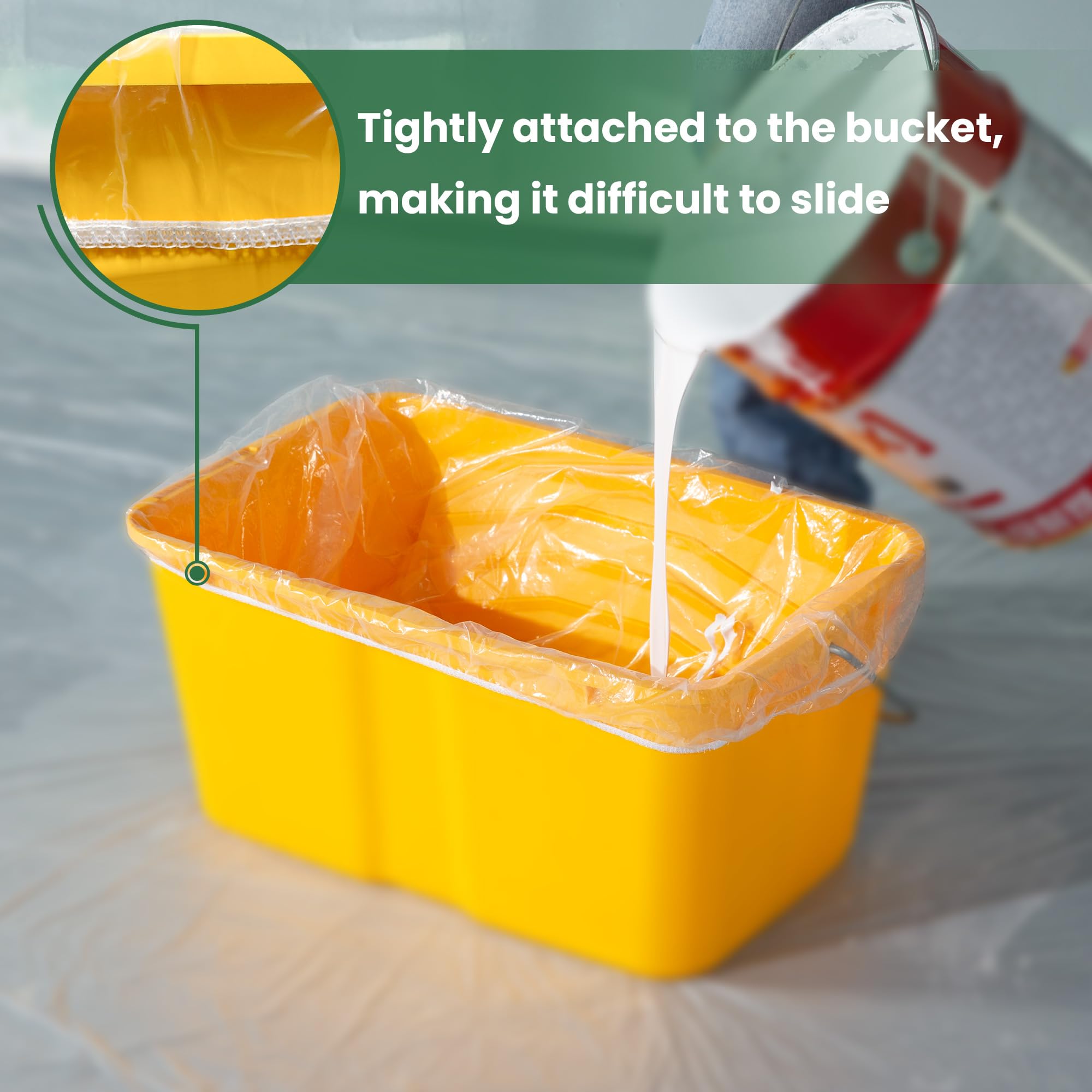 VOOMEY 18 Inch Paint Tray Liner, Plastic Paint Bucket Inner Liner Bags for Paint Roller Kit, 5pcs,Disposable for Quick Cleanup