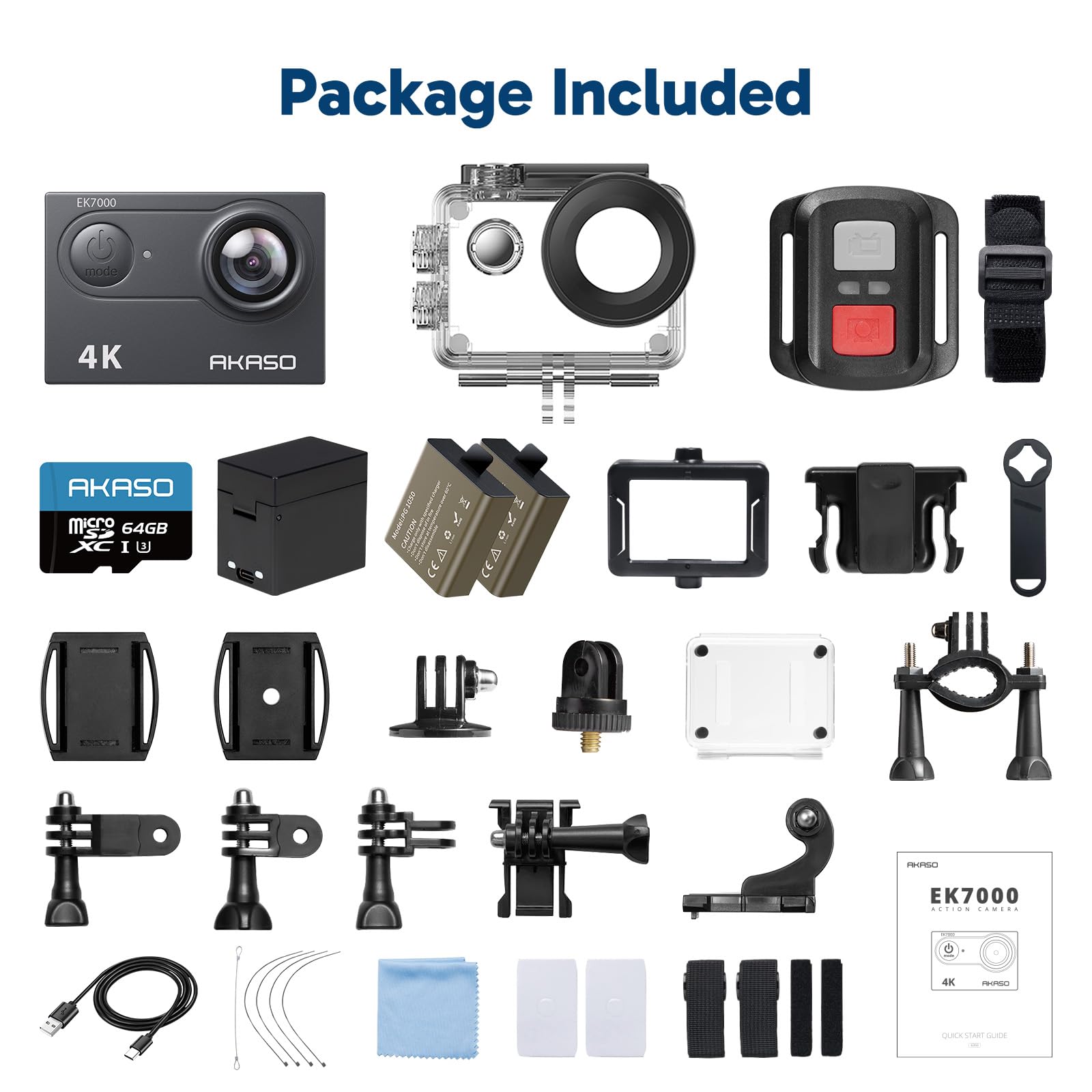 AKASO EK7000 4K30FPS 20MP WiFi Action Camera with EIS Ultra HD 131FT Waterproof Underwater Camera Remote Control 4X Zoom Support External Microphone Black