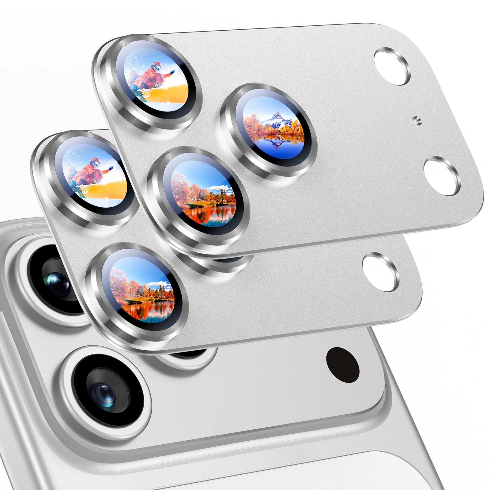 Uyiton Compatible with iPhone 17 Camera Lens Protector - [Not Easy to Break][Strong Adsorption][Case-Friendly] Metal Tempered Glass Rear Camera Screen Cover - Black