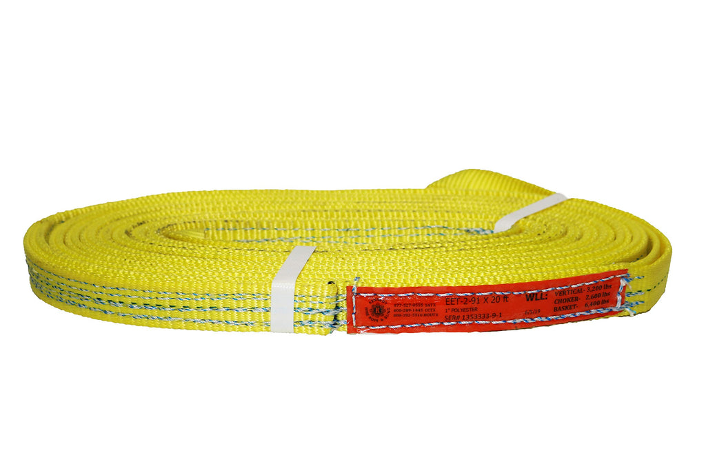 Kennedy Wire Rope & Sling Company 1" x 2' 2-Ply Twist Eye Polyester Lifting Sling (Various Sizes in Listing) Made in The USA