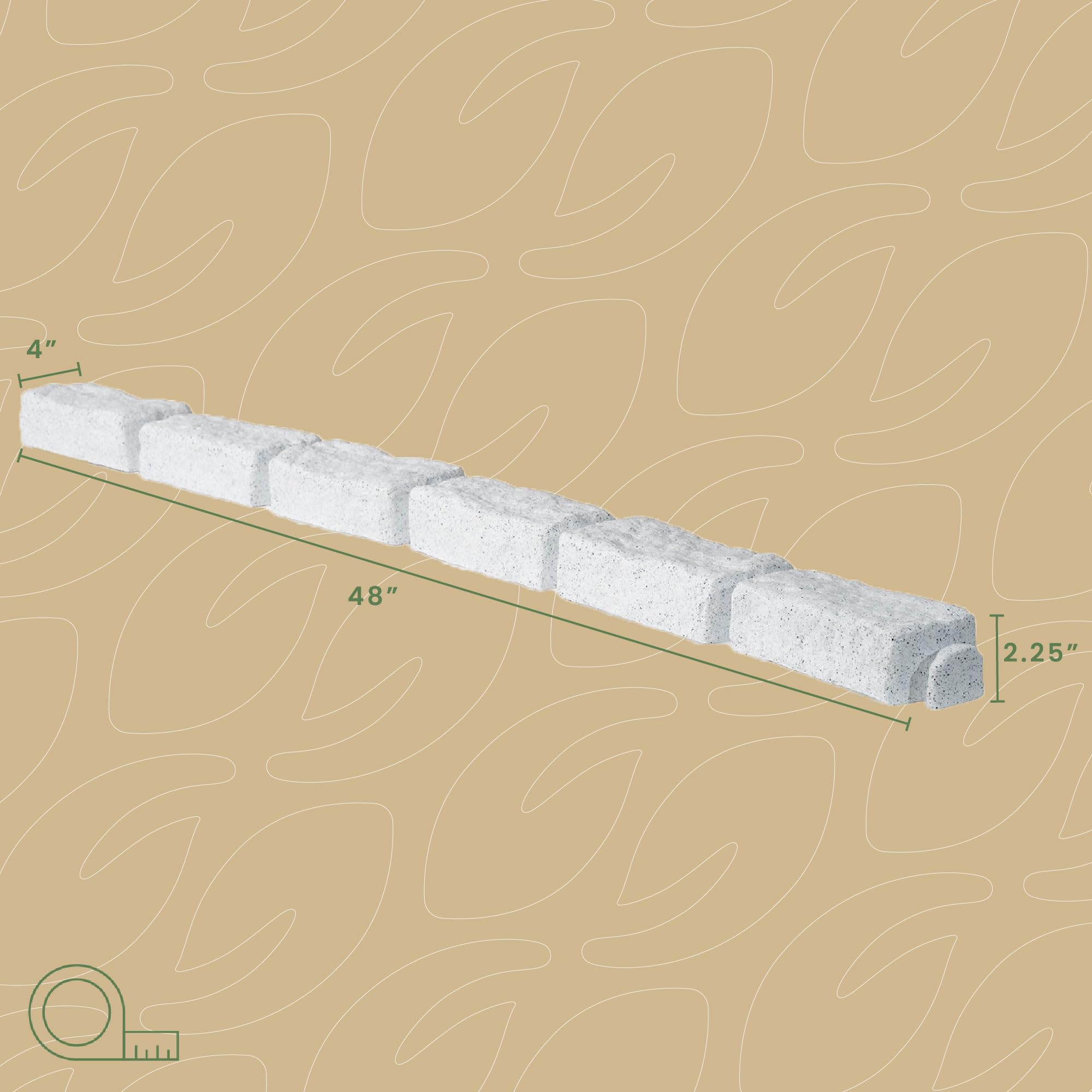 Beuta Landscape Edging | Garden Edging Border | Faux Stone Bricks for Lawn edging, Flower beds, Pathways & Yard Edging– 1 Pack | Each Section Has 6 Bricks 48"L x 4"W x 2.25"H | 3 Spikes |Cobblestone