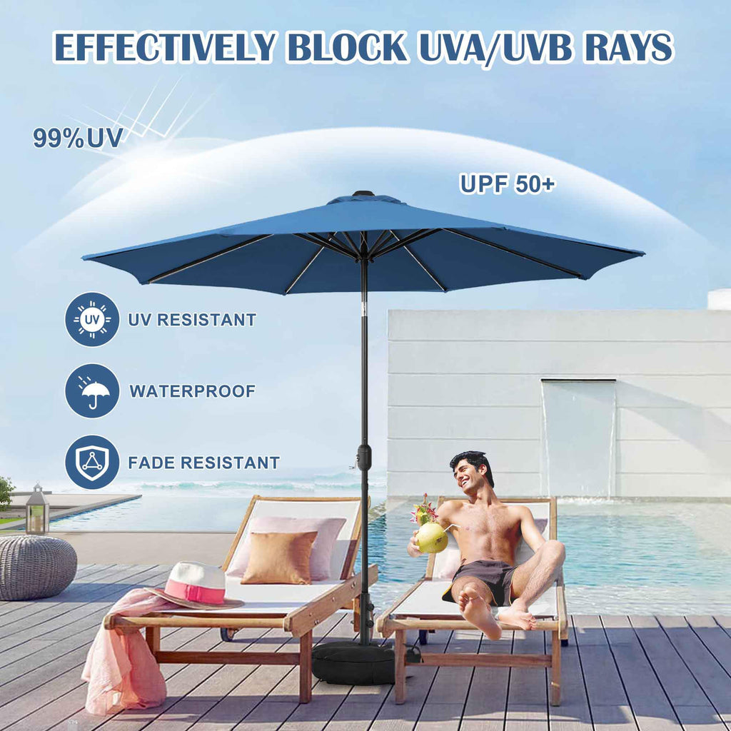 Sundale Outdoor 9FT Patio Umbrella with Sand Bag Umbrella Base, Outdoor Umbrella with Tilt and Crank, Beige