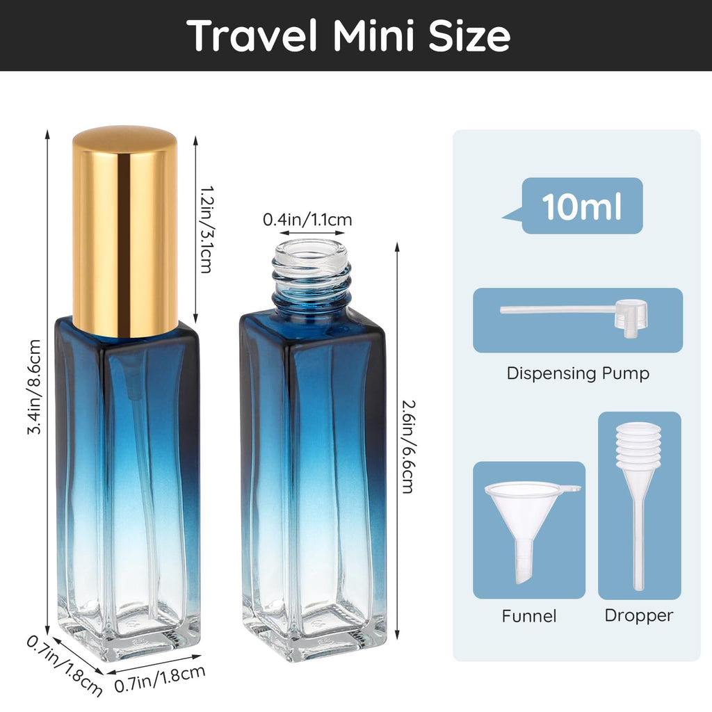 Segbeauty 0.34oz Mini Perfume Spray Bottles, 10Pack 10ml Glass Travel Perfume Atomizer Refillable, Small Empty Cologne Atomizer for Frangrance, Sample Cologne Bottles Sprayer with Refill Tool
