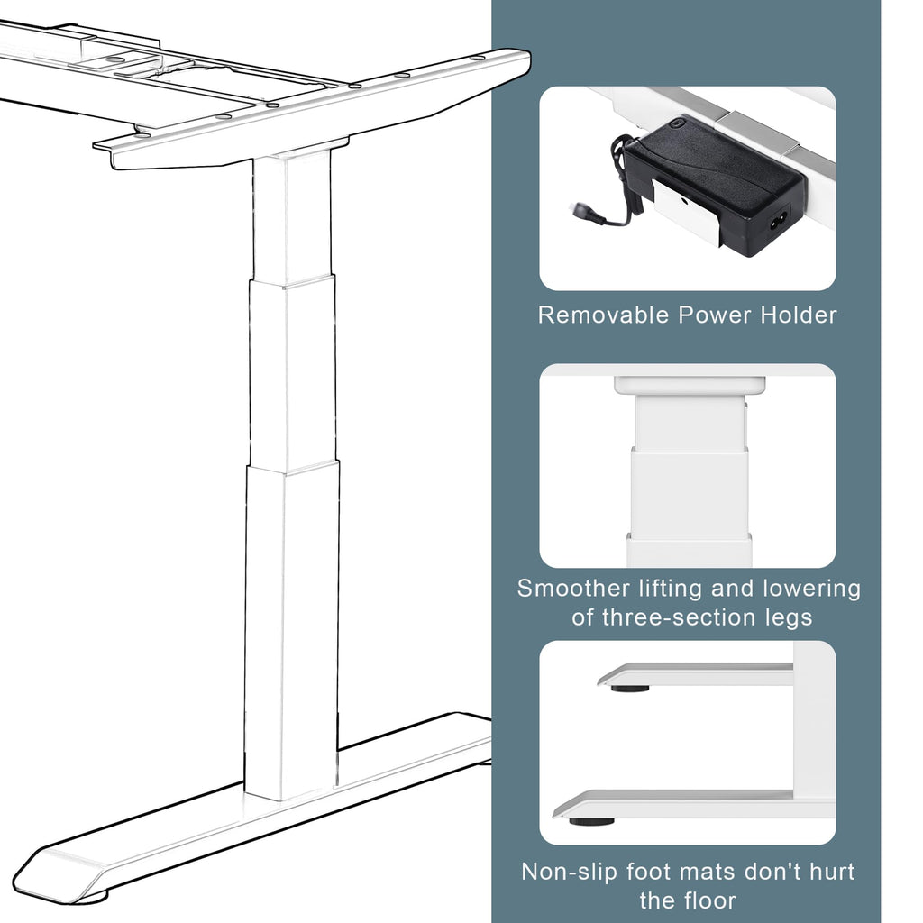 Fromann Dual Motor Electric Standing Desk Frame 3 Tier Legs Height Adjustable Handset with USB A+ C Ports Sit Stand up Desk Base for Home and Office (Black)