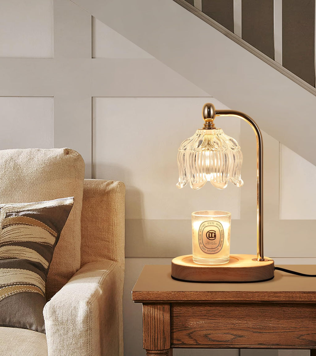 MEIXISUE Candle Warmer Lamp with Timer and Dimmer,Electric Amber Light Gifts for Women Melt Wax Warmer Lamp with 2 Bulbs for Candle Jars House Warming New Home Decor