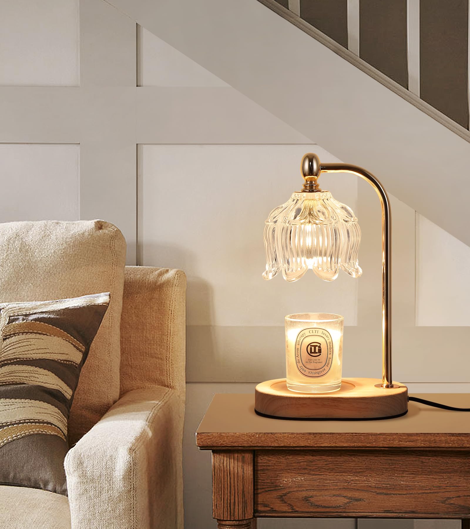 MEIXISUE Candle Warmer Lamp with Timer and Dimmer,Electric Amber Light Gifts for Women Melt Wax Warmer Lamp with 2 Bulbs for Candle Jars House Warming New Home Decor