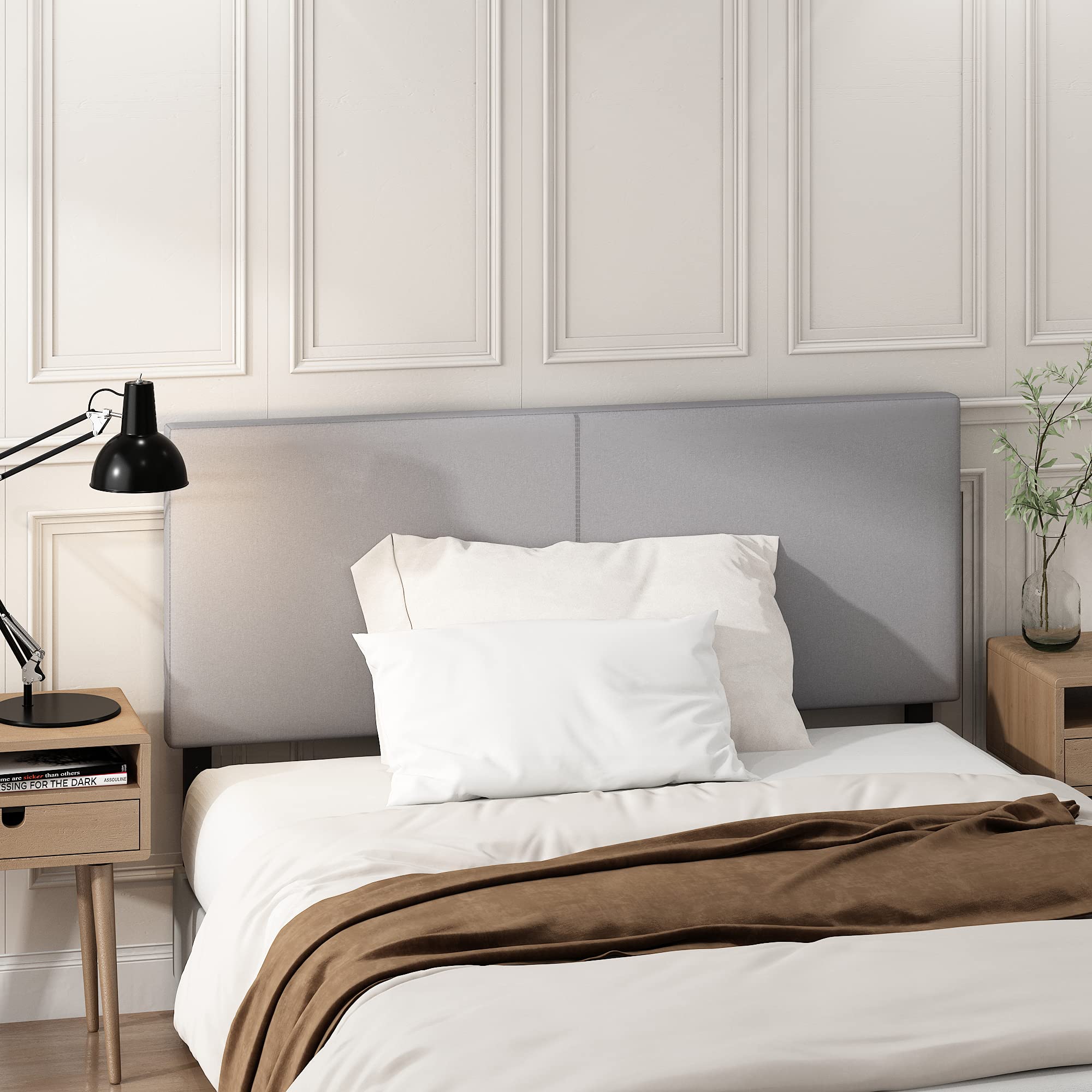 FURINNO Roanne Tufted Headboard, Twin, Black