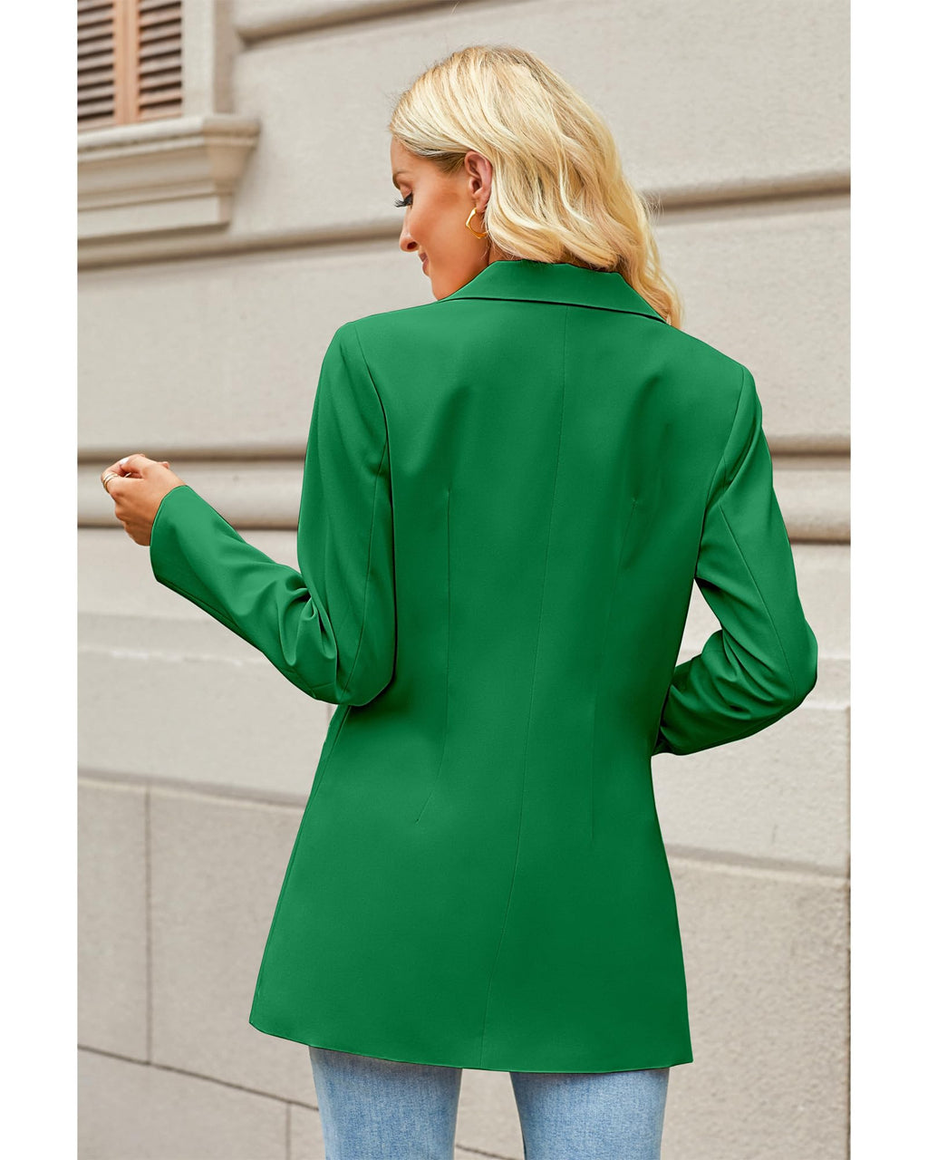 luvamia Blazers for Women Business Casual Long Blazer Jackets Dressy Work Professional Office Outfits Lapel Pockets
