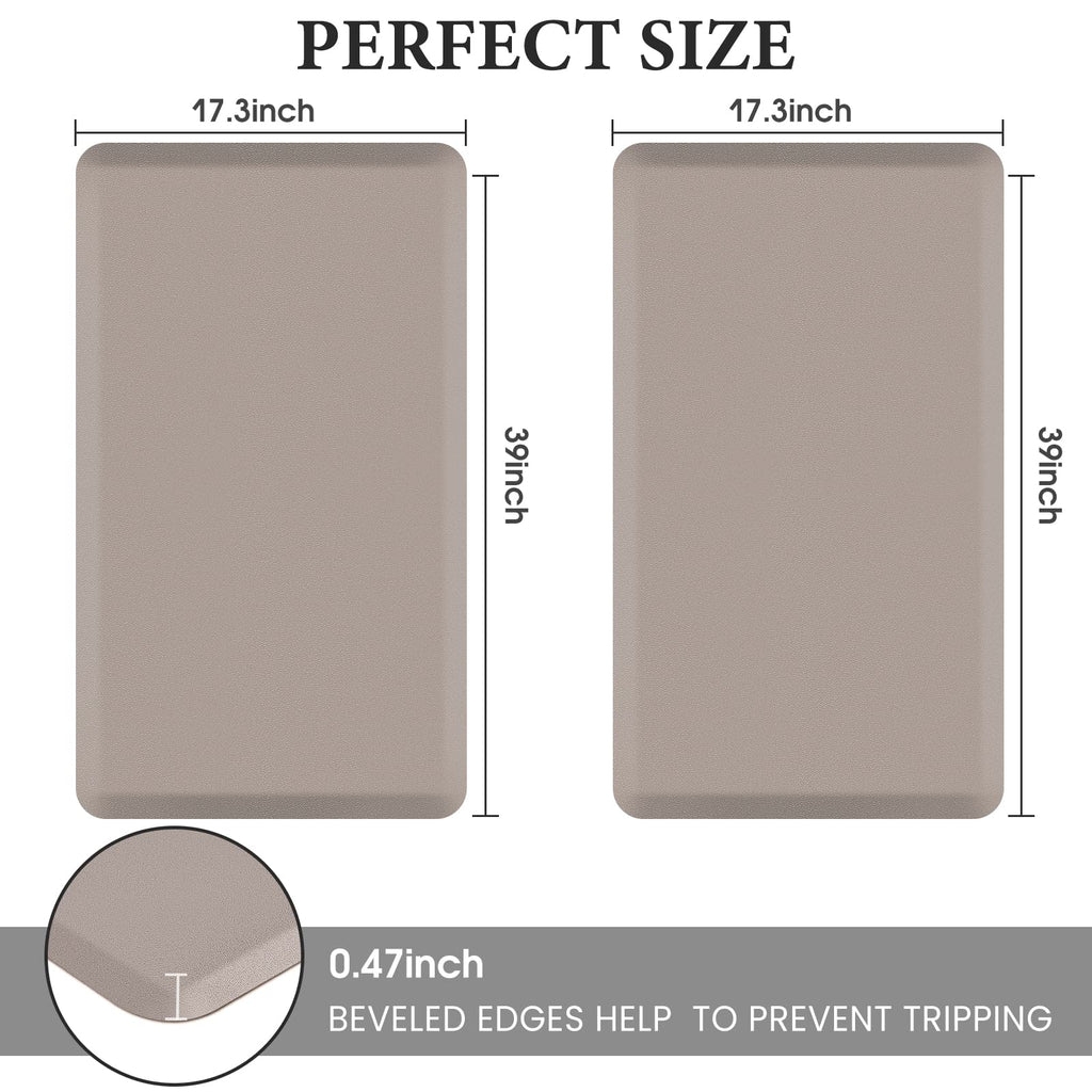HappyTrends 2 PCS Kitchen Mat Cushioned Anti-Fatigue Floor Mat, Heavy Duty Ergonomic Comfort Foam Standing Mat, Waterproof Non-Slip Kitchen Rugs for Home, Office, Laundry,Black