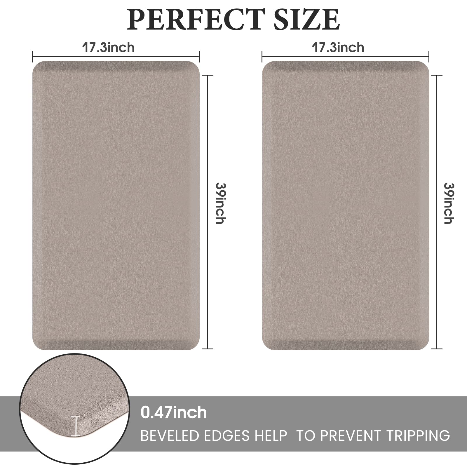 HappyTrends 2 PCS Kitchen Mat Cushioned Anti-Fatigue Floor Mat, Heavy Duty Ergonomic Comfort Foam Standing Mat, Waterproof Non-Slip Kitchen Rugs for Home, Office, Laundry,Black