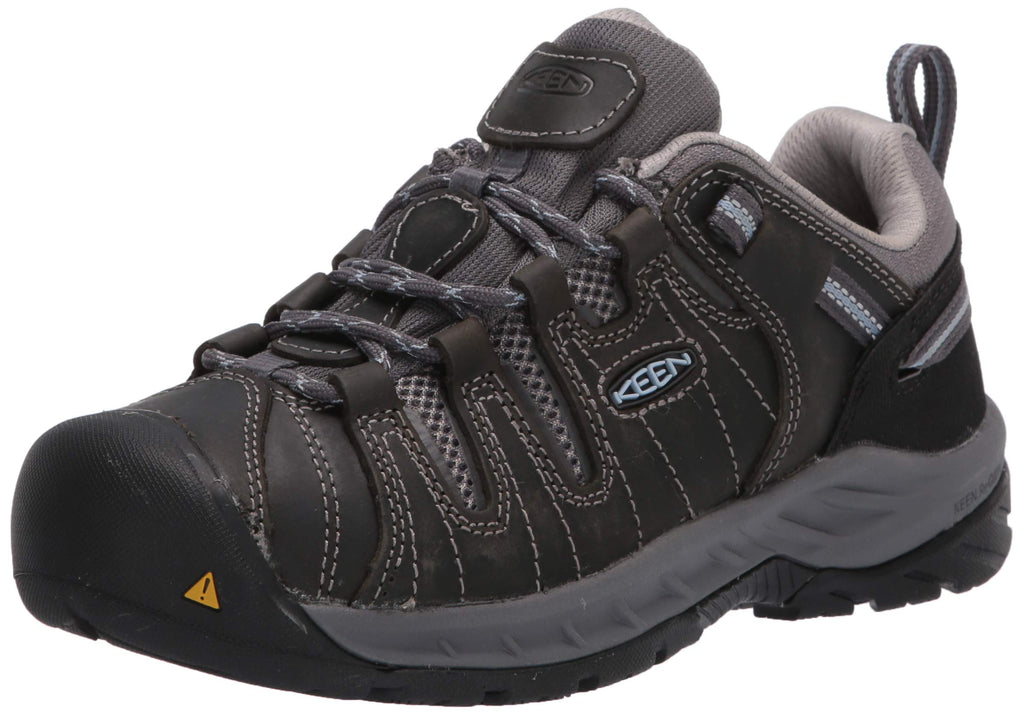 KEEN Utility Women's Flint 2 Low Height Leather Steel Toe Work Shoes, Magnet/Rose, 8 Wide US