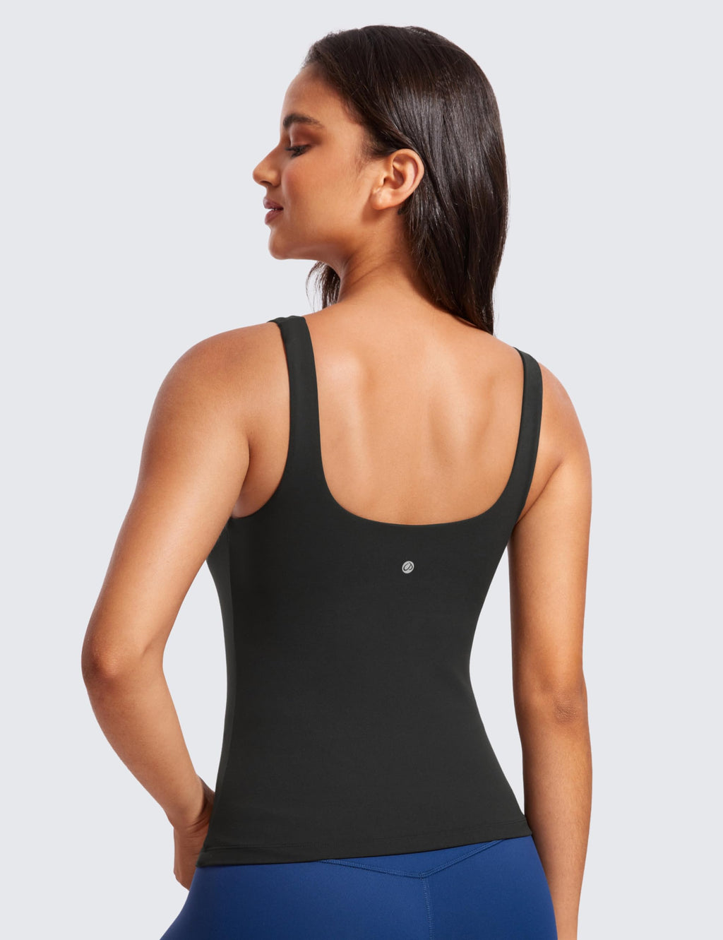 CRZ YOGA Butterluxe U Neck Tank Tops for Women - Padded Athletic Workout Camisole Crop Tops with Built in Bra