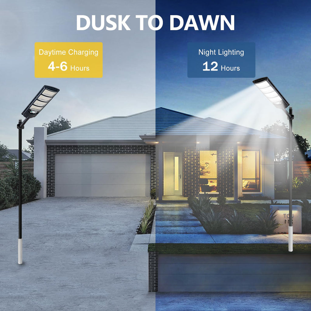 Solar Outdoor Lights,448LEDs Street Lights with 20000LM Hight Brightness, IP66 Waterproof Security Flood Light, Dusk to Dawn Solar Street Lights,for Exterior Wall, Patio, Yard, Deck, Garden