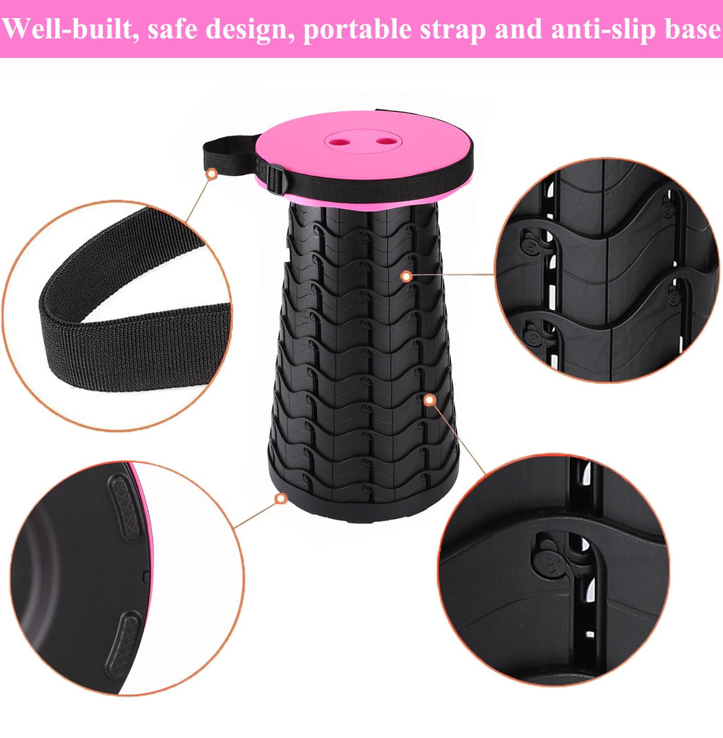 Fishboy Upgraded Collapsible Stool, 400lbs Max Weight, Lightweight But Sturdy, Portable Retractable Folding Telescoping Foldable Camping Stool for Adults Outdoor Fishing Hiking BBQ