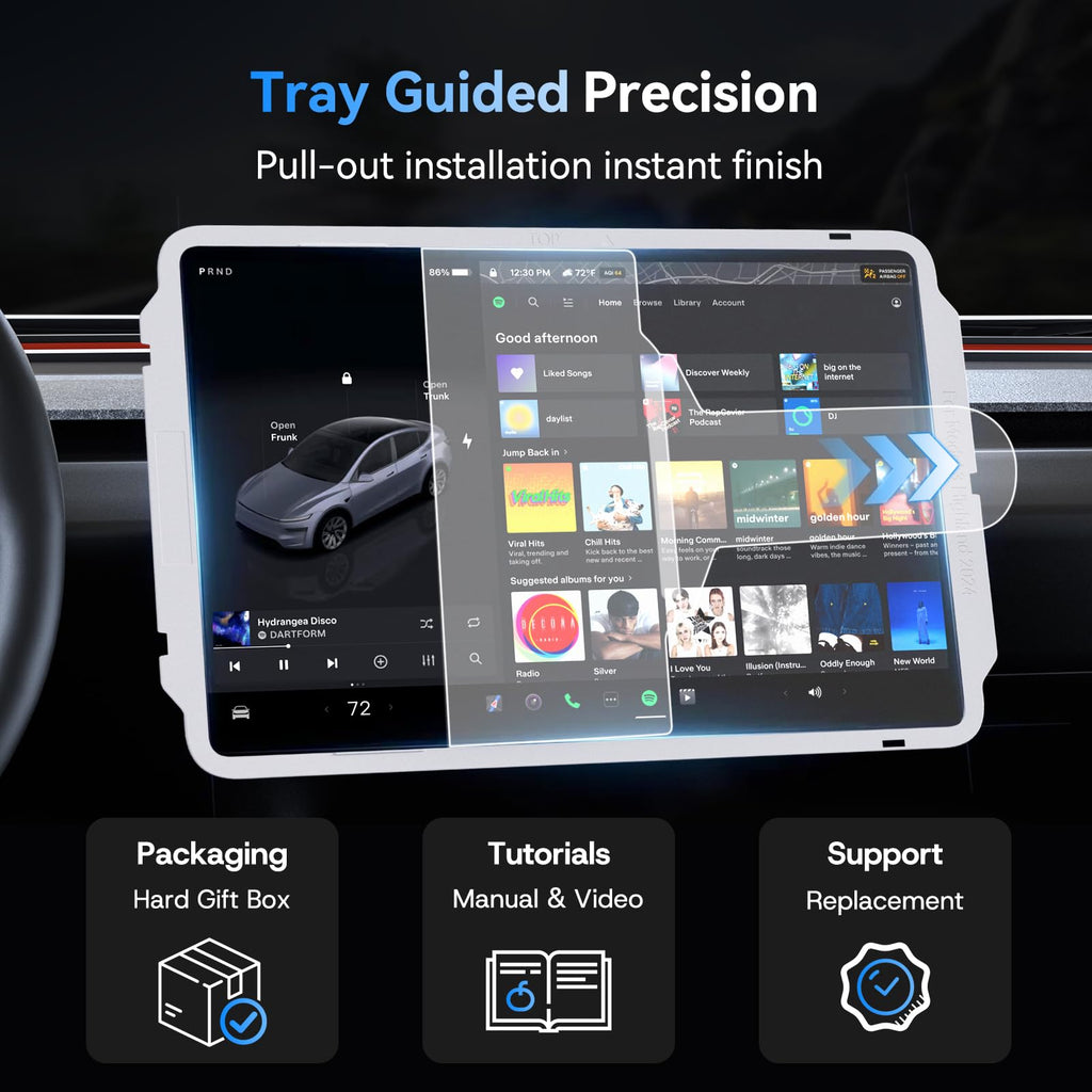8" Rear Screen Protector for Tesla Model Y Juniper/Model 3 Highland, [HD & No-edge Gaps & 9H] Tempered Glass Screen Protector with Alignment Frame for Tesla Model 3/Y Accessories, Glossy