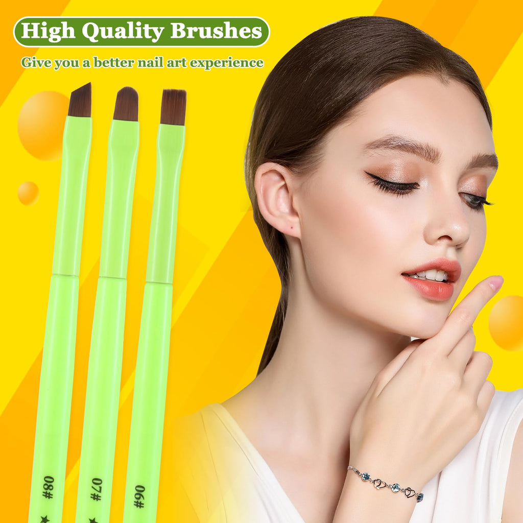 Nail Art Clean Up Brushes,Nail Brushes for Cleaning Polish Mistakes on the Cuticles, Acetone Resistant Nail Brush, Fingernail Cleaning Brushes for Nail Art and Designs (2 Pcs Round&Angled)