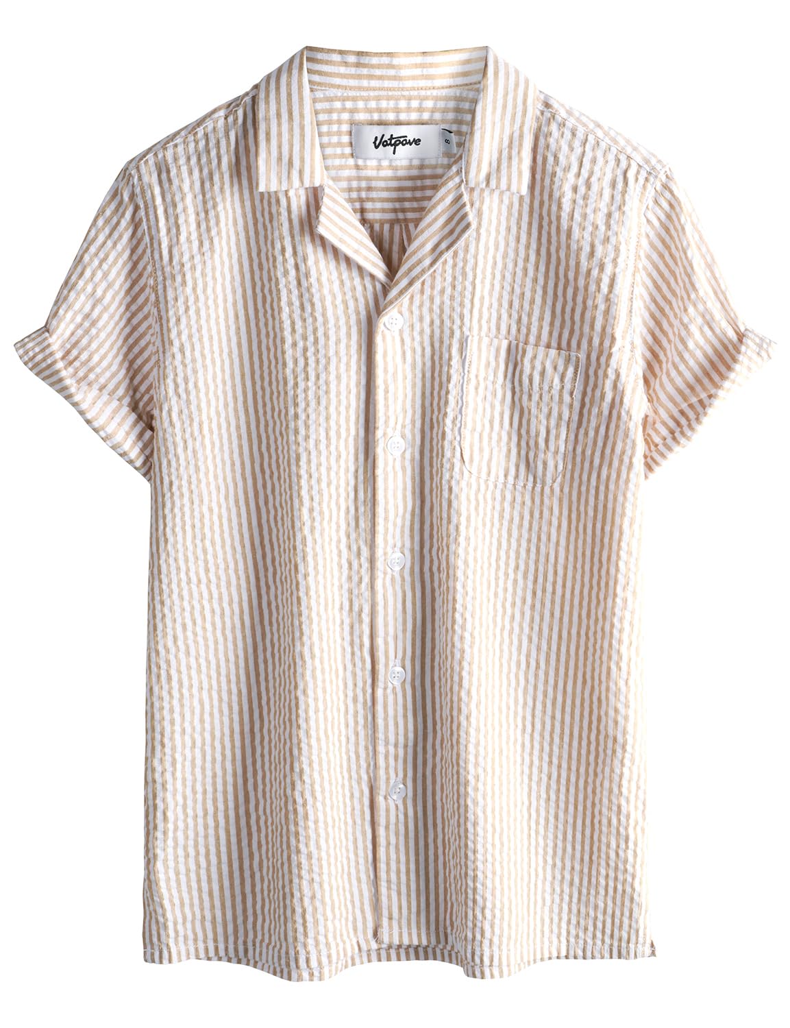 VATPAVE Boys Button Down Shirt Short Sleeve Casual Hawaiian Shirt Cuban Collar Summer Beach Shirts with Pocket