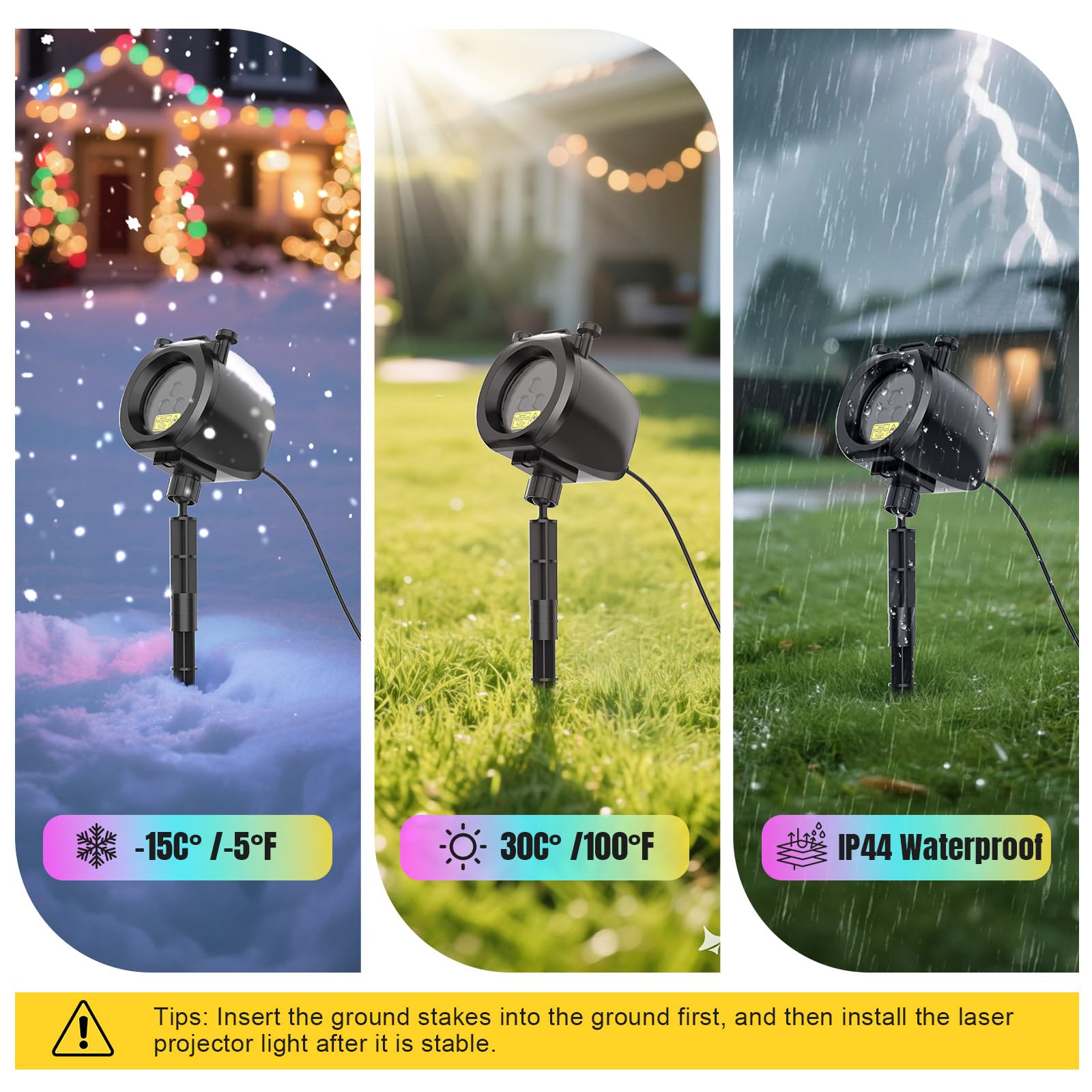 Easter Laser Lights Projector Outdoor with 4 Dynamic Slides, 2-in-1 Moving RGB Firefly Laser Lights with Remote,Timer, Landscape Holiday Porjector for Window Wall