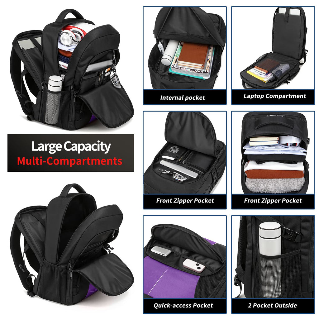 Extra Large Backpack for Men 55L,18.4Inch Travel Laptop Backpack with USB Charging Port Business Flight Approved Carry On Backpack,TSA Big Capacity Heavy Duty Computer Bag College Bookbag,Black